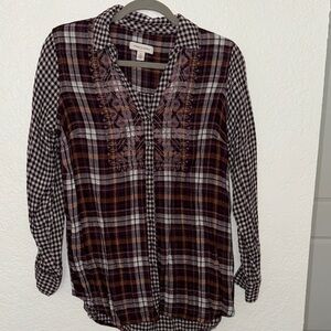 Vintage America Multicolor Plaid Shirt with tie in back